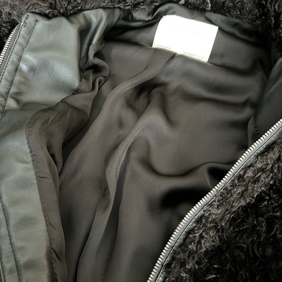 Zara Black Faux Fur Fuzzy Cropped Zip Up Jacket - Picture 6 of 7